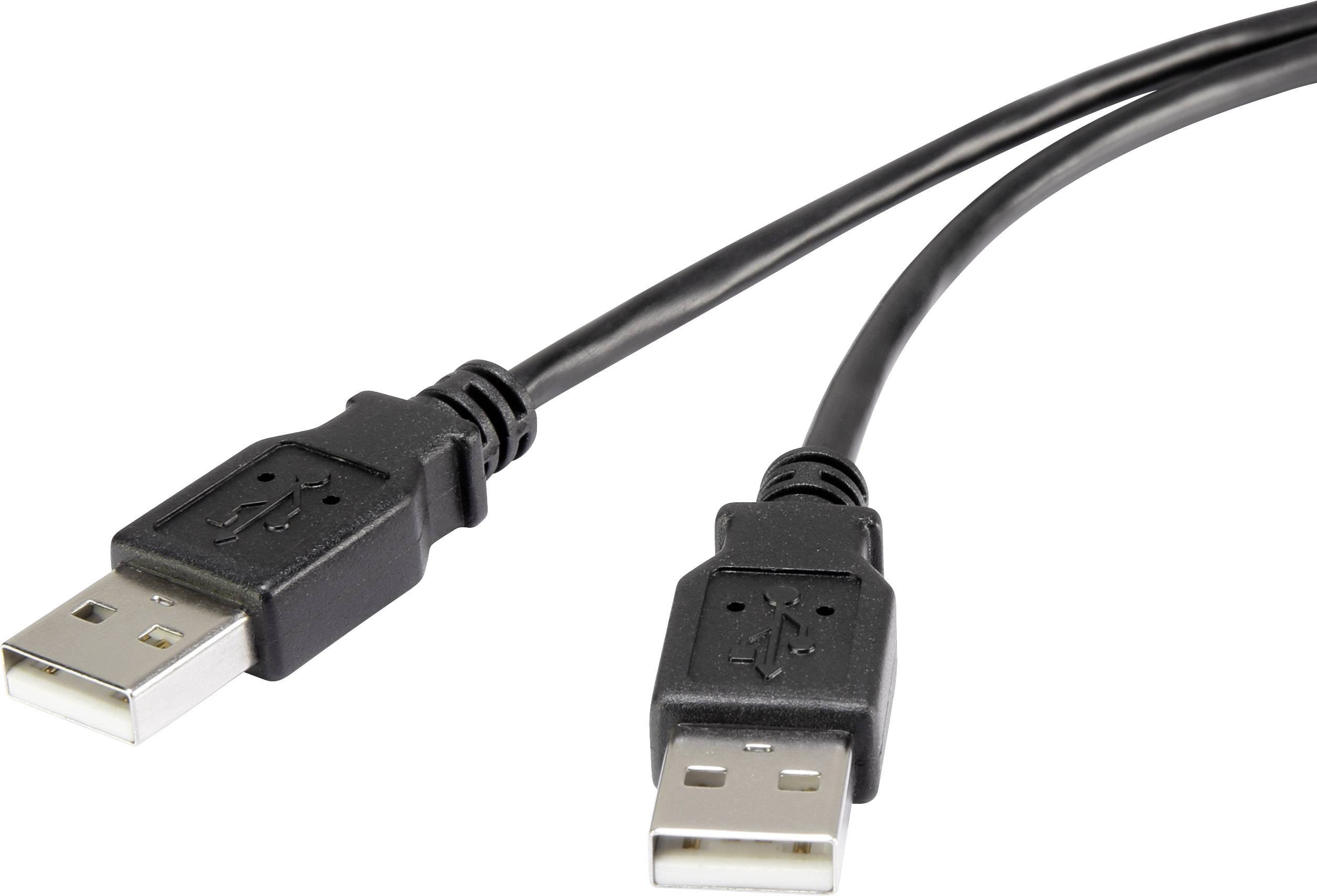 Renkforce USB cable USB 2.0 USB-A plug, USB-A plug 1.00 m Black gold plated connectors RF-4463028