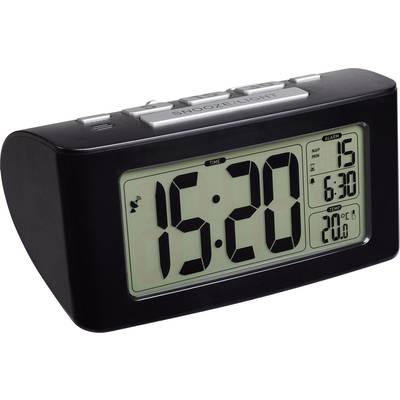 Digital alarm clock shows 15:20, alarm set for 6:30, temperature 20°C.