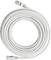 A white Ethernet cable, coiled lengthways, with RJ45 connectors at both ends, suitable for network connections.