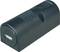 A black USB charging adapter with one USB port at the front and a textured casing.