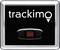 A black GPS tracker with 'trackimo' logo and a central SOS button.