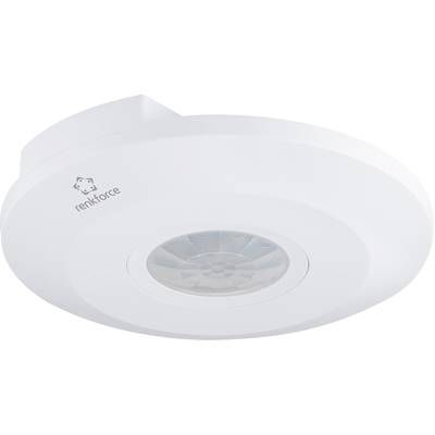 Ceiling-mounted white motion sensor by Renkforce for detecting movement within a room.