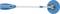 Handcrafted stirring rod with blue handle and rotating element. Used for evenly mixing liquids.