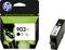 Black HP 903XL ink cartridge next to packaging with green design and product information.