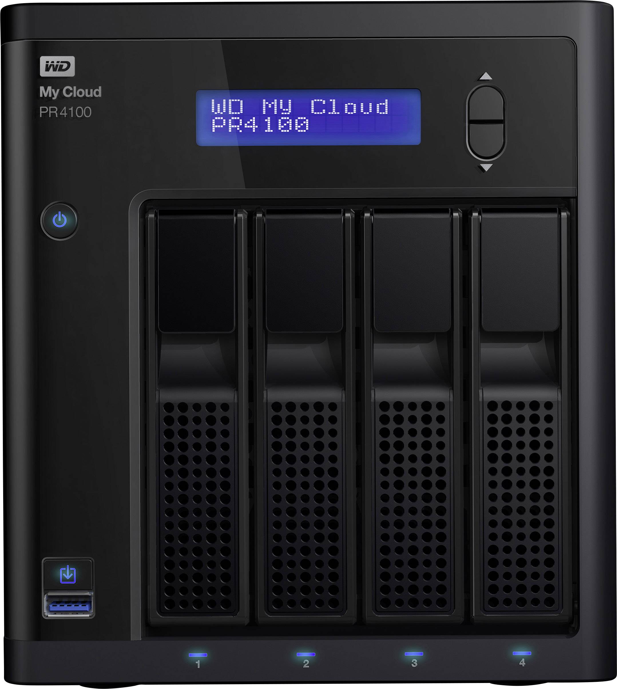WD My Cloud™ Pro PR4100 NAS server 24 TB 4 Bay Built-in display, Business Cloud WDBNFA0240KBK-EESN-1