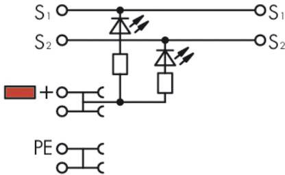 'S1' and 'S2' represent switches in an electrical circuit. Diodes and resistors are arranged between the switches.