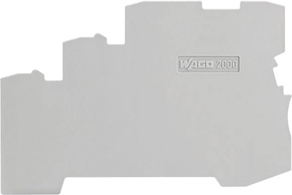 Grey cover plate with 'WAGO 2000' inscription in the centre, rectangular with irregular edges.