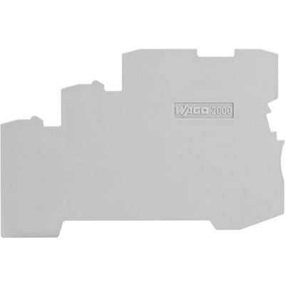 Grey cover plate with 'WAGO 2000' inscription in the centre, rectangular with irregular edges.