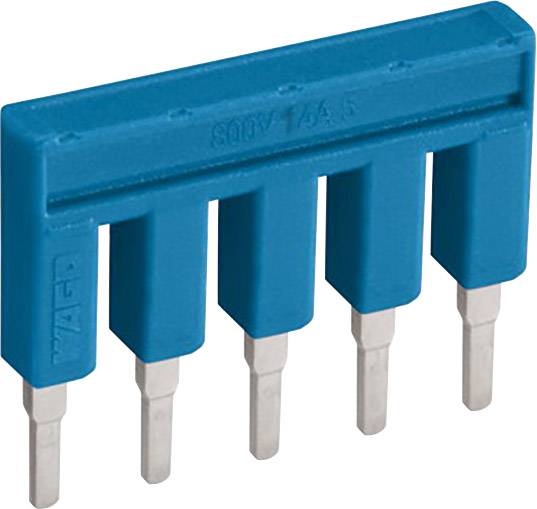 A blue socket block with five metallic pins for electrical connections. On top it reads '500V 15A 6'.