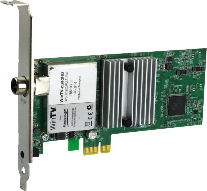 Hauppauge WinTV-quadHD DVB-T2 (aerial), DVB-T (aerial), DVB-C (cable) PCIe x1-Card incl. remote control No. of tuners: 4