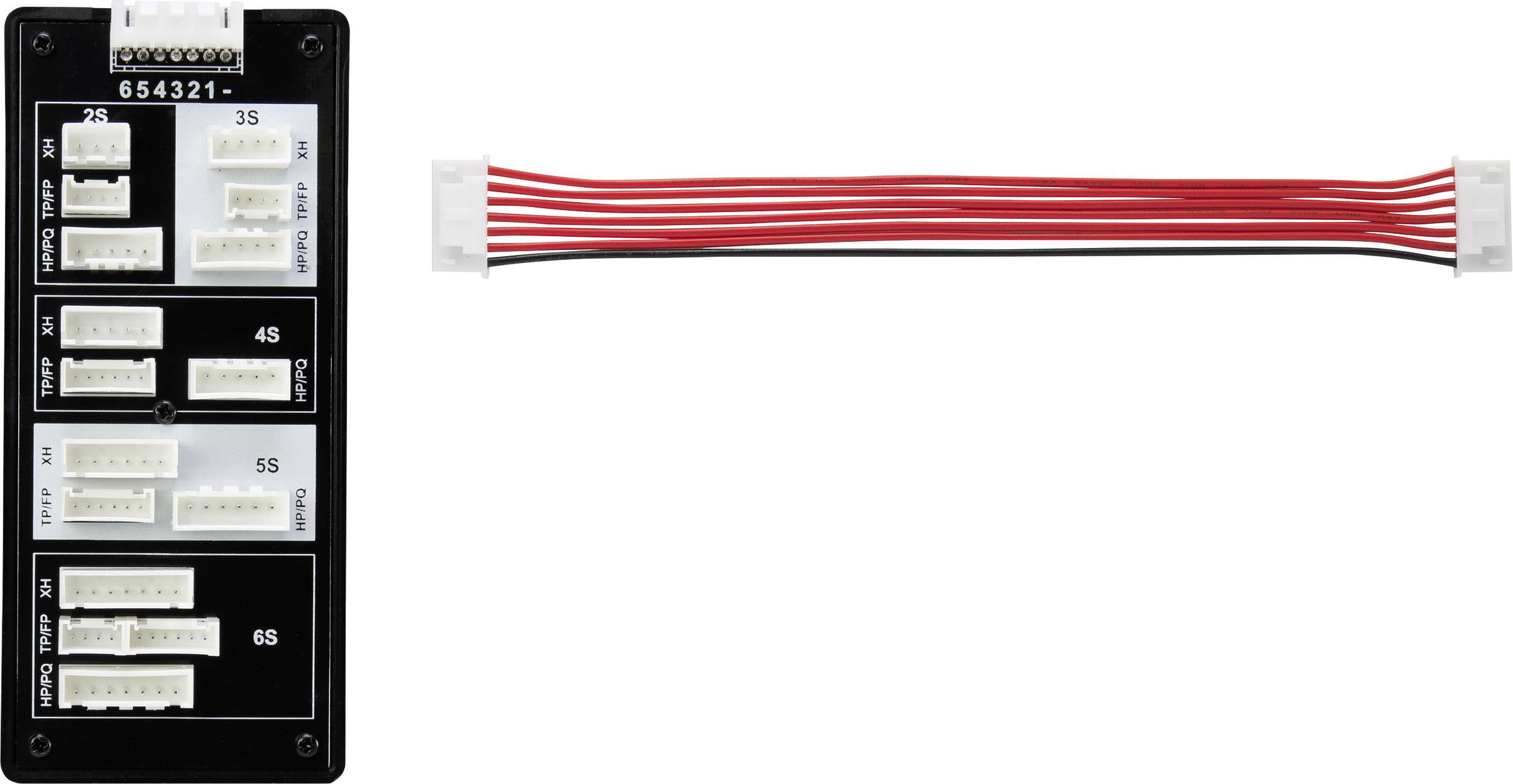 VOLTCRAFT LiPo balancer board Type (chargers): XH Type (rechargeable batteries): TP/FP, HP/PQ, XH Suitable for (no. of b-0