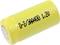 A yellow cylindrical battery with the marking '1.2V D-2/3AA400'.