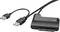 External hard drive adapter with USB ports and SATA connection cable, suitable for connecting internal drives to a computer.