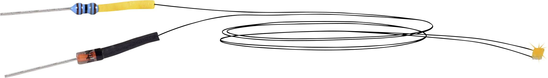 A flexible cable connects two metal tips that are encased in coloured insulators. Suitable for electrical measurements.