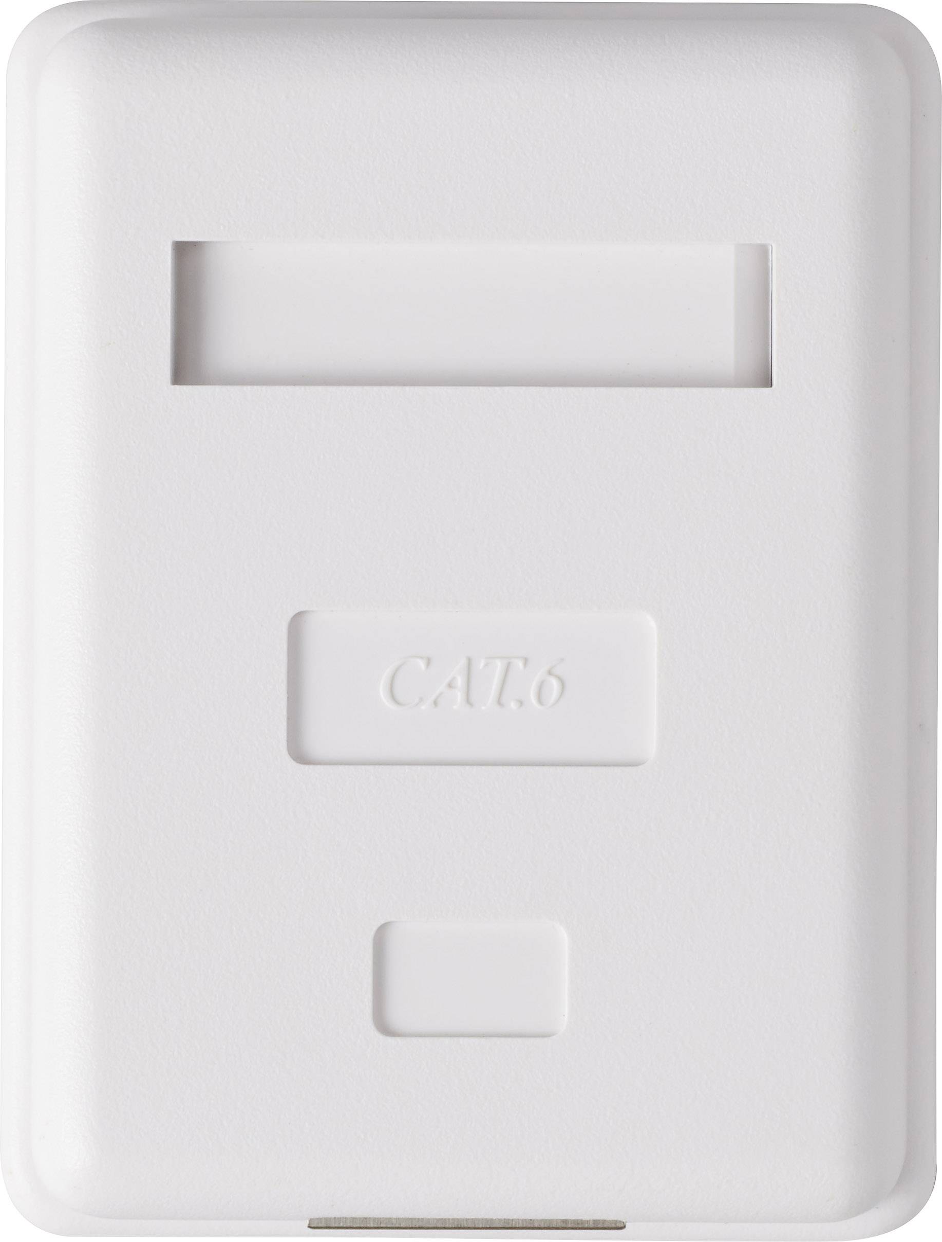 White CAT.6 wall socket without cover, for wiring network connections.