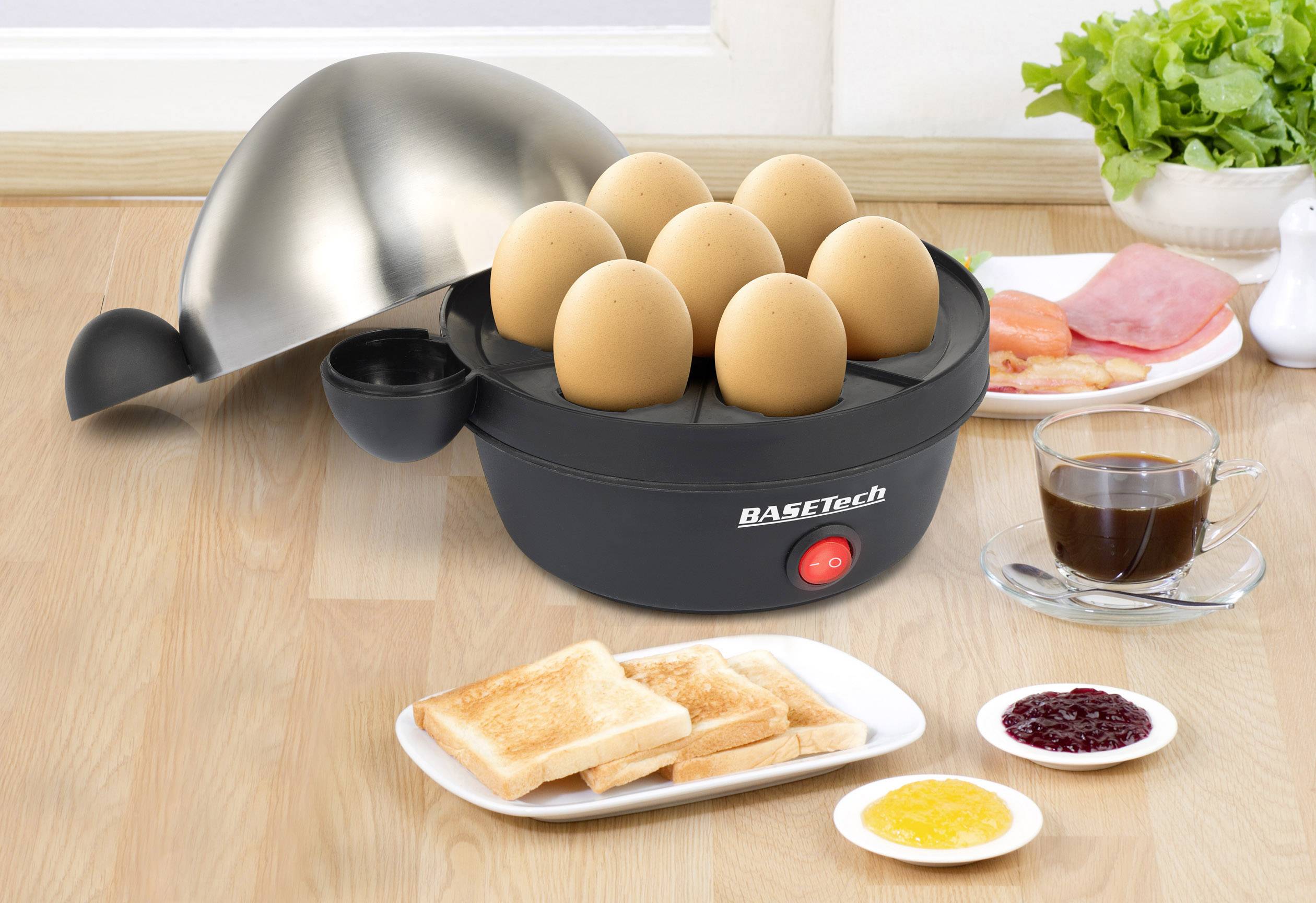 Basetech BTEK07 Egg boiler Stainless steel, Black | Conrad.com