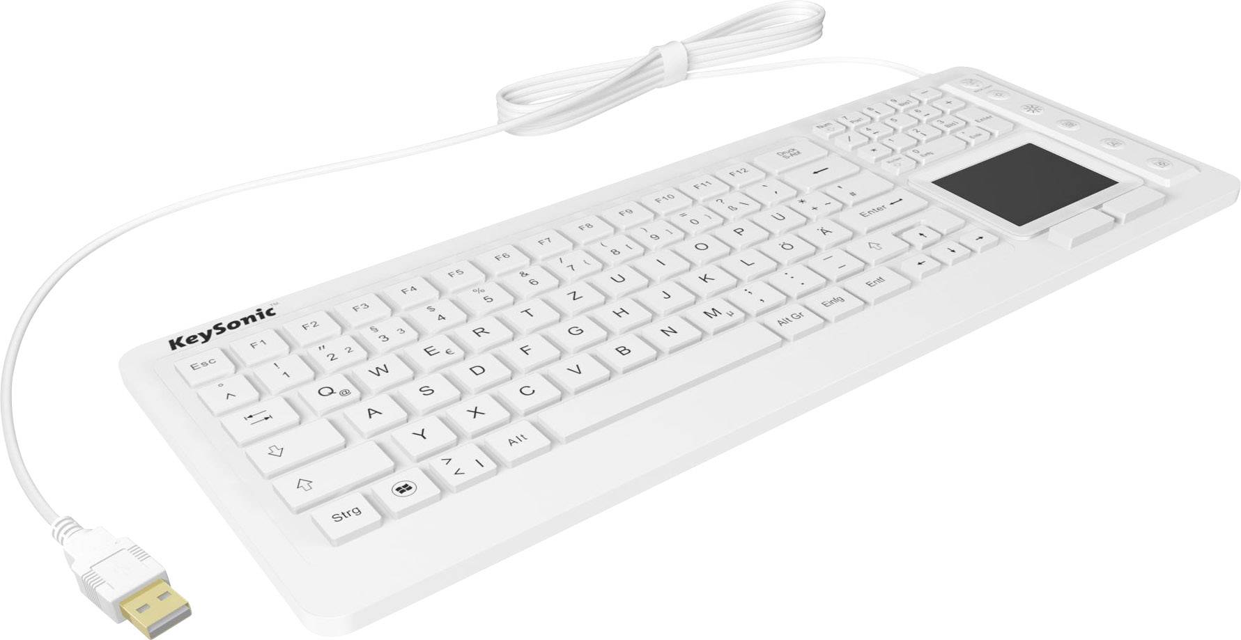 Keysonic KSK-6231 INEL (DE) USB Keyboard German, QWERTZ White Silicone cover, Water-proof (IPX7), Backlit, Built-in touc-2