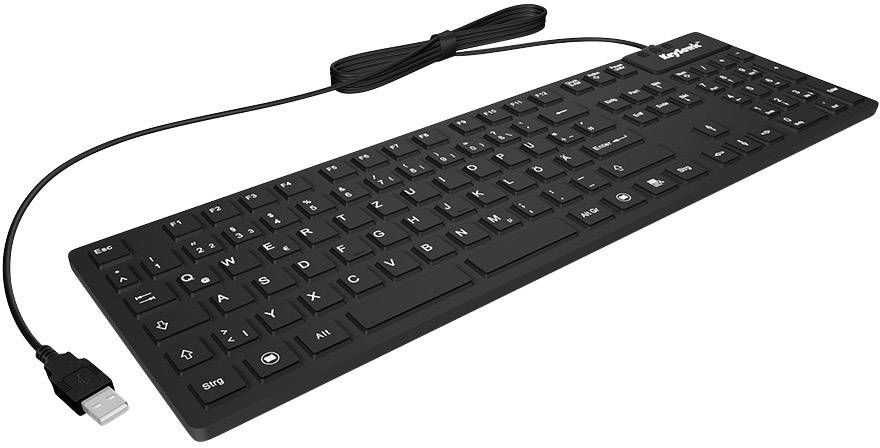 Keysonic KSK-8030 IN (DE) USB Keyboard German, QWERTZ Black Splashproof-2