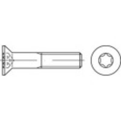 Drawing of a countersunk bolt, side and top view. Details of the screw are shown, but no dimensions are specified.