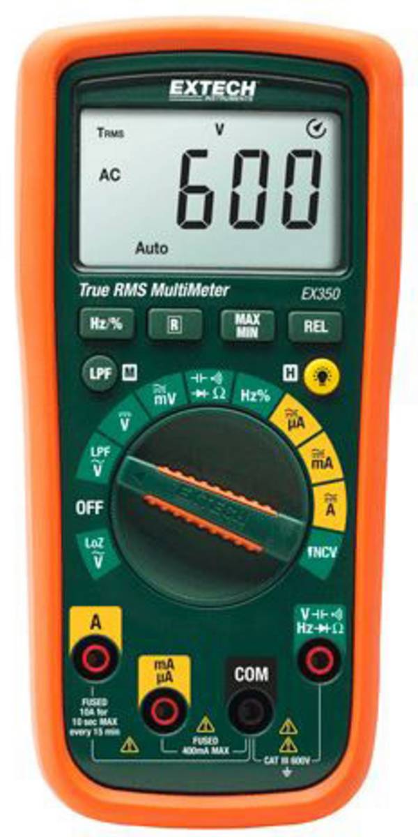 Extech EX350 Handheld multimeter Digital CAT III 600 V Display (counts): 4000