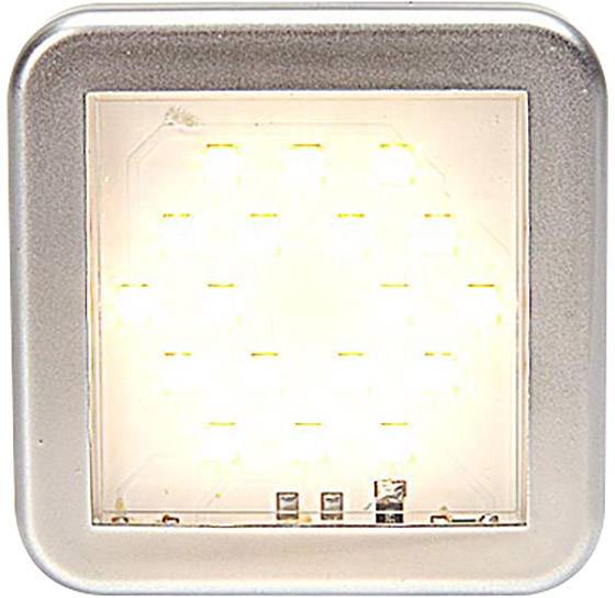 A square LED night light shines brightly in a silver frame.