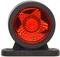 Red rotating beacon with a star-shaped pattern in the centre, mounted on a black bracket, used as a warning signal.