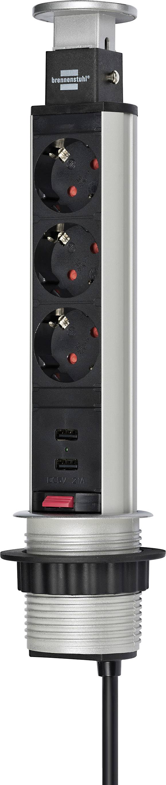 Brennenstuhl 1396200013 Socket tower 3x Aluminium , Black PG connector 1 pc(s)
