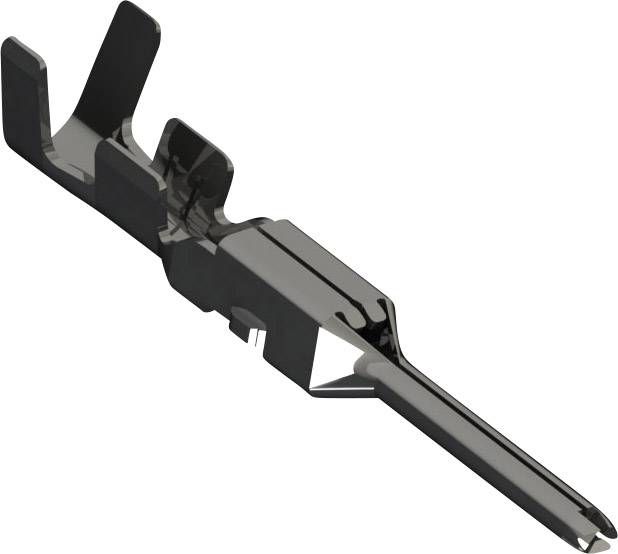 A black, metallic component with a complex shape, possibly a connector or a mounting bracket, shown against a white background.