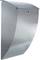 Silver, modern metal letterbox with a curved front and lock on the top, wall-mounted.