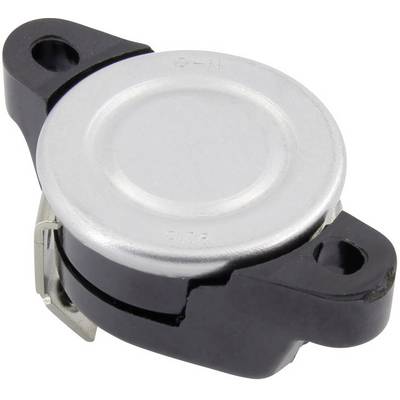 A circular piezoelectric speaker with black mounting points and a silver, flat resonance body.
