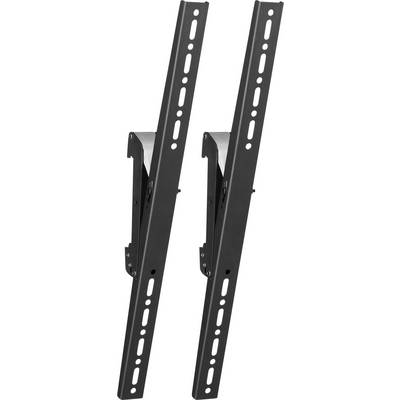 Two black, vertical metal brackets with holes, likely for wall mounting or as part of a mounting system.