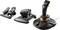 A flight simulation joystick set with rudder pedals, throttle control, and control column, suitable for realistic flight and space simulations.