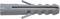 Grey wall plugs for concrete walls, cylindrical in shape, with slots and barbs for improved anchoring.