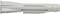 A grey plastic wall plug, a typical tool for fixing items in walls. Suitable for screws in plasterboard or brickwork.
