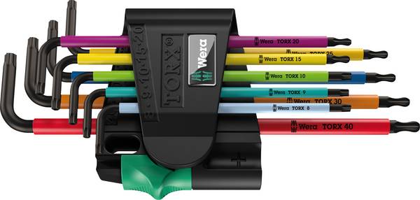 Wera 967 SPKL/9 Multicolour Star socket, TORX BO Allen key set T 8, T 9, T 10, T 15, T 20, T 25, T 27, T 30, T 40 9-piece