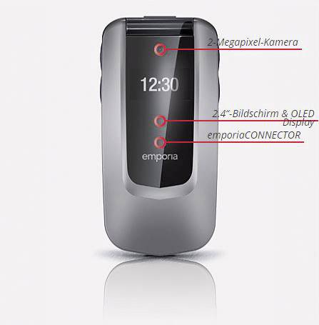 Emporia Comfort Big button flip top mobile phone Charging station, Panic button Spaceship grey-1