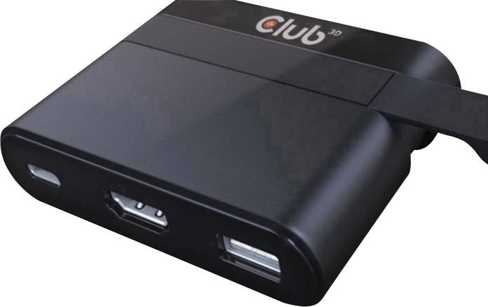 club3D CSV-1534 USB / HDMI Adapter [1x USB-C® plug - 1x HDMI socket, USB-C® socket, USB 2.0 port A] Black 0.05 m-1