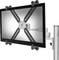Image of a monitor stand with a VESA mount adapter, with a flat screen attached and mounted sideways on a vertical pole.