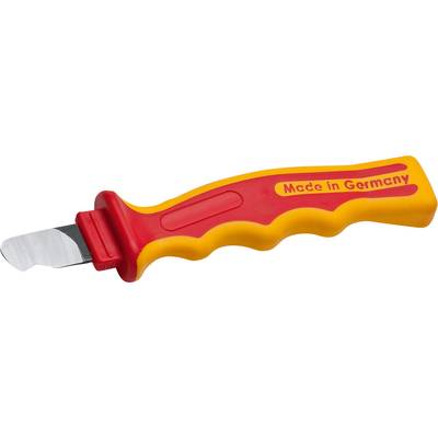 Red and yellow tool with the inscription 'Made in Germany'. It has a short, wide blade at the end.