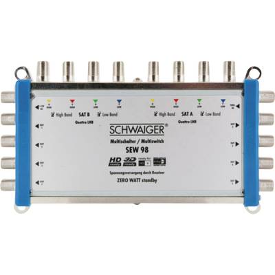 Schwaiger SEW98 531 SAT multiswitch Inputs (multiswitches): 9 (8 SAT/1 terrestrial) No. of participants: 8 Standby mode