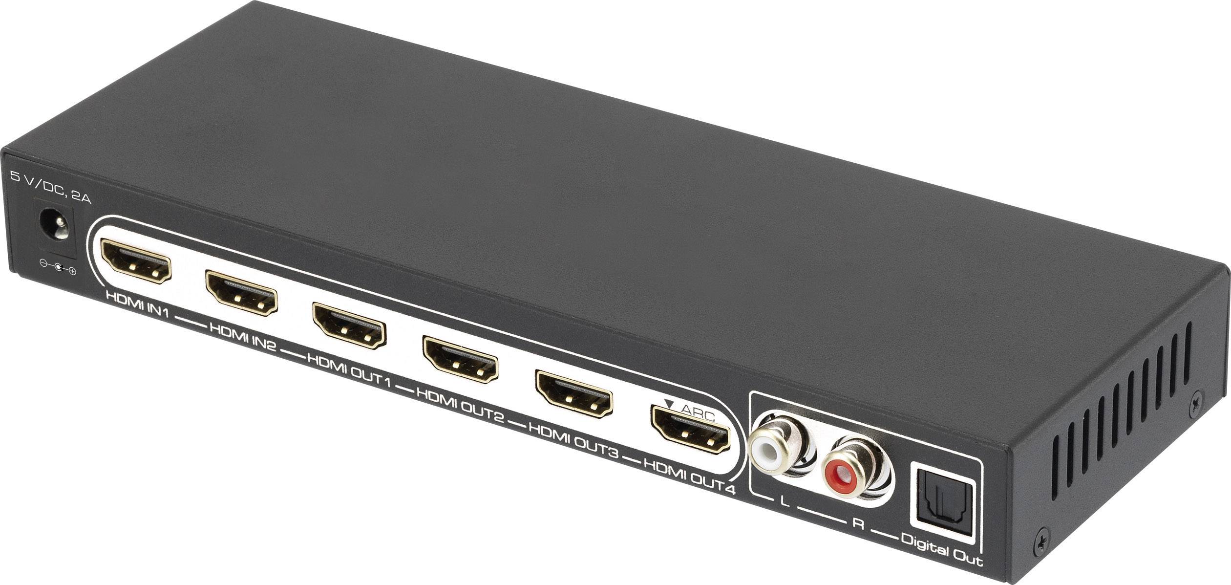 SpeaKa Professional 4 HDMI splitter + audio ports, + remote control 3840 x p Black | Conrad.com