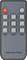 Remote control with a grey casing and multiple buttons. Buttons for HDMI inputs, audio modes, video settings, power on/off switch.
