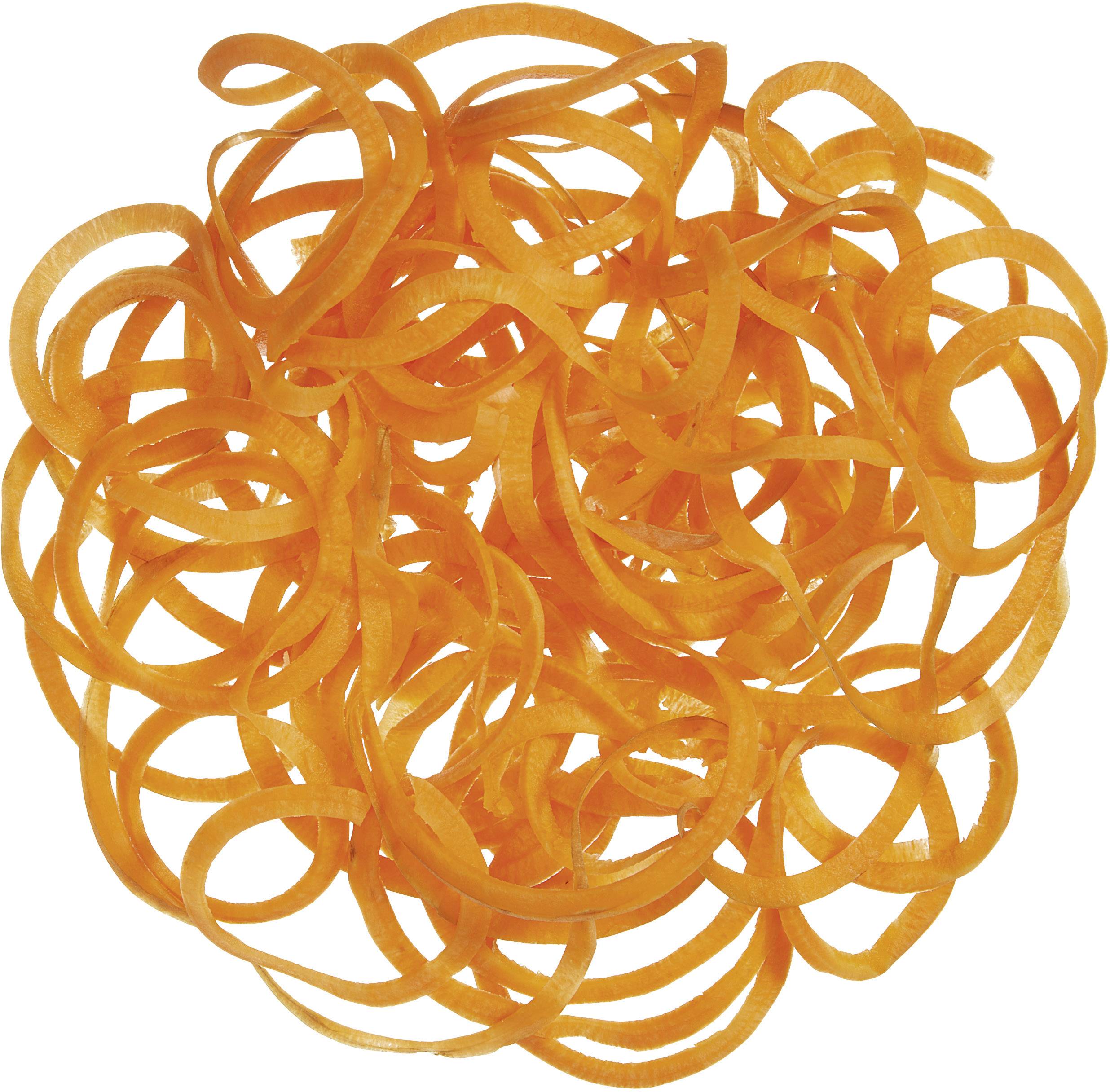Orange carrot peelings arranged in a spiral, decorative.