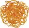 Orange carrot peelings arranged in a spiral, decorative.