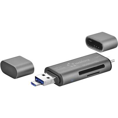 Renkforce CR50e USB smartphone/table card reader Dark grey  USB 3.2 1st Gen (USB 3.0), USB-C®, Micro USB