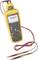 Digital multimeter by Fluke with display screen showing '13.21 VDC', surrounded by red and black test leads.
