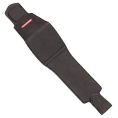 A black, elongated object with multiple sections, possibly a sheath or protective cushion.