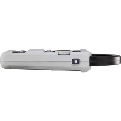 A grey electronic device with a black ring on its side, presumably a technical measuring instrument, viewed from the side.