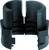 Cable gland made of black plastic with a divisible construction that allows the insertion and securing of cables.