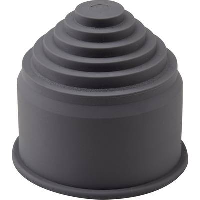 A stepped black rubber cone, presumably a shock absorber or end stop, in seven concentric stages.